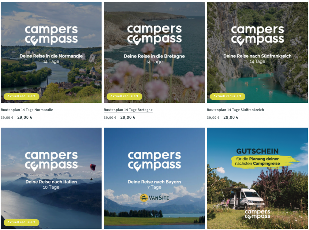 Geplante Campingreisen mit Campers Compass